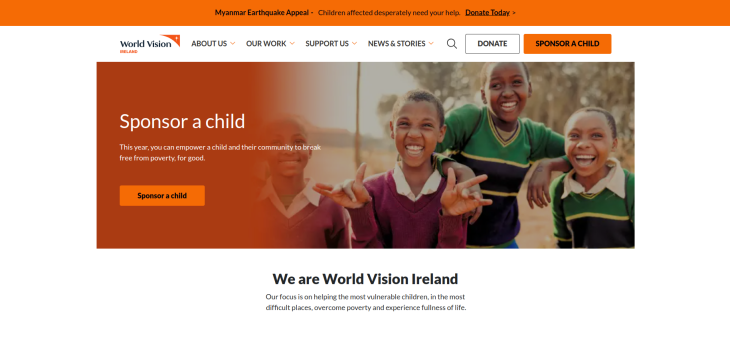 World Vision Ireland Front Page